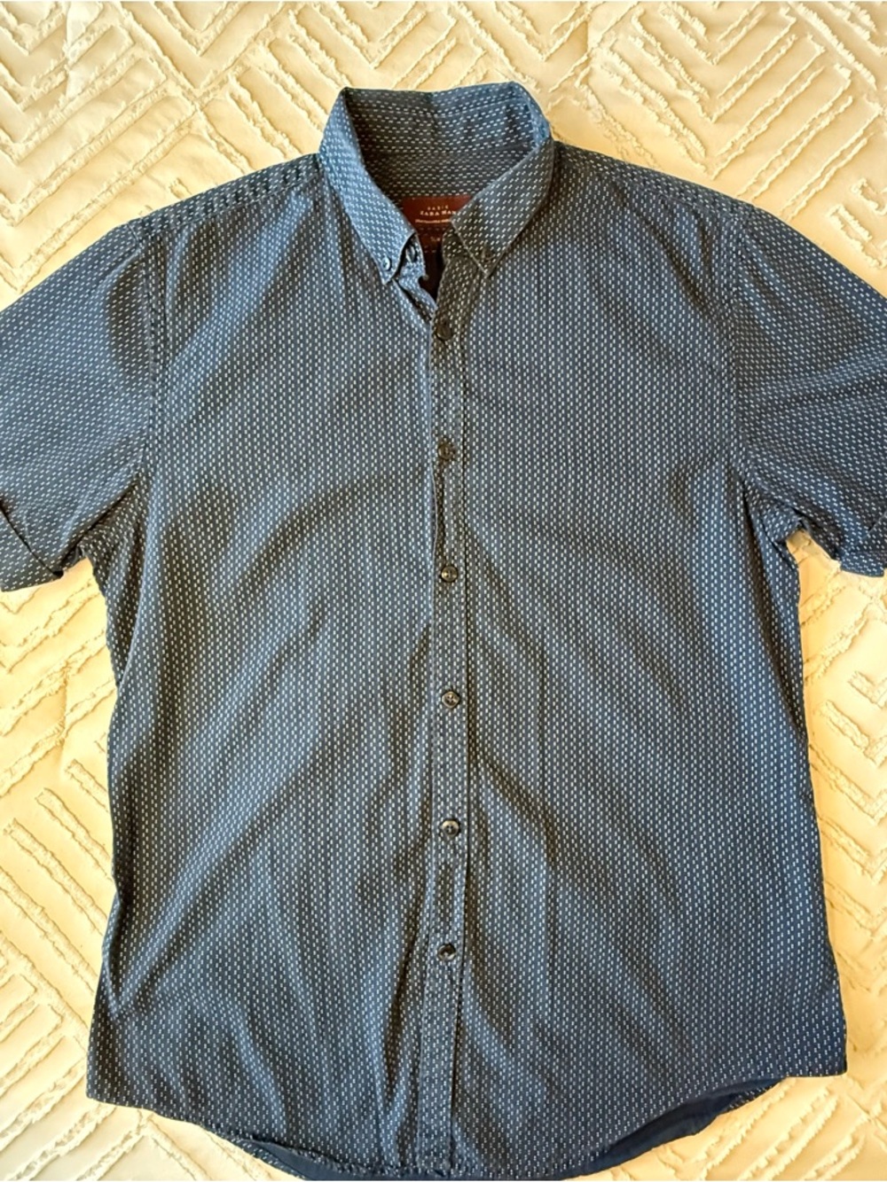Men's Zara Basic Slim Fit Navy Button Down | M